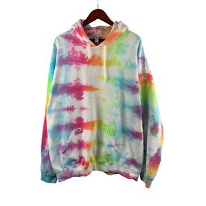Jerzees 2XL Tie-Dye Hoodie Sweatshirt Rainbow Colors Unisex Cotton Blend